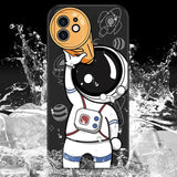 A cartoon character phone case with a black background