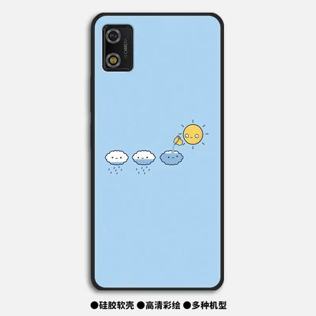 a cartoon phone case with a cartoon character floating in the water