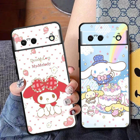 Cartoon-themed phone cases.
