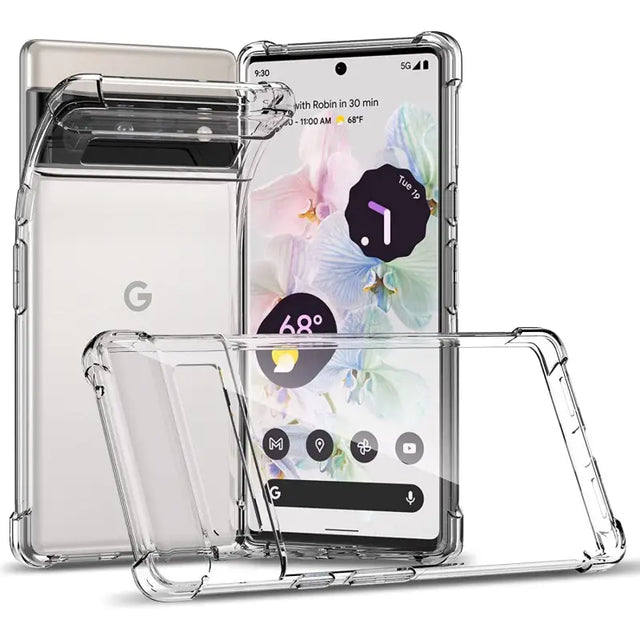 the back of a clear case with a phone in it