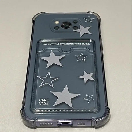 the case is made with clear plastic and has a star pattern