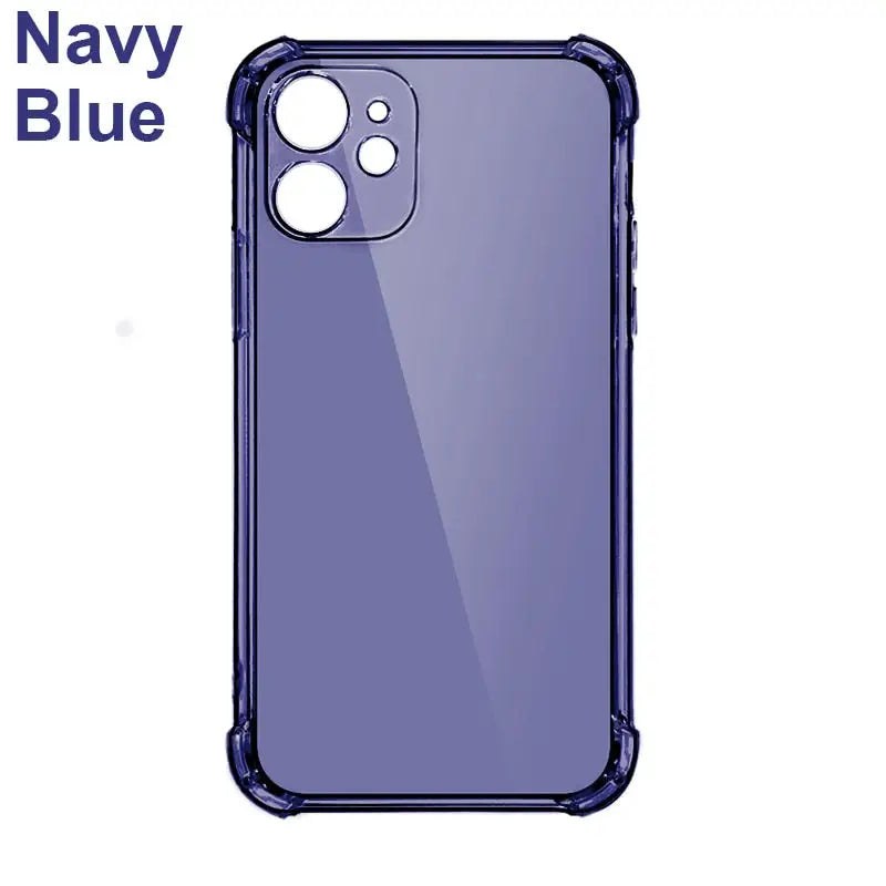 the back of a purple iphone case with the text, ` navy blue ’
