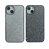 the back and front of the case are covered with silver glitter