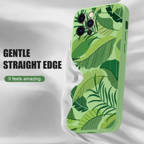 The case is designed to look like a tropical leaf