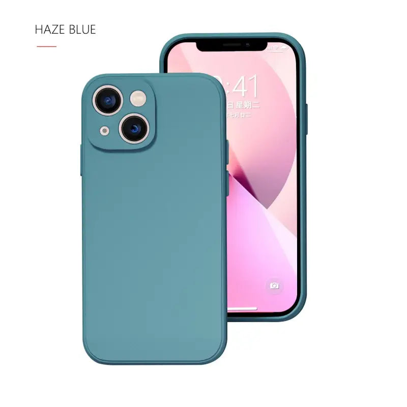 the back of a blue iphone case with a camera lens