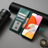 The case is made from genuine leather and features a leather wallet