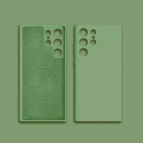 the case is made from a soft green leather