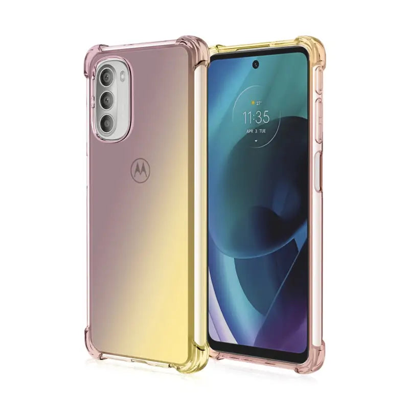 the back and front of a gold motorola motorola z2 smartphone