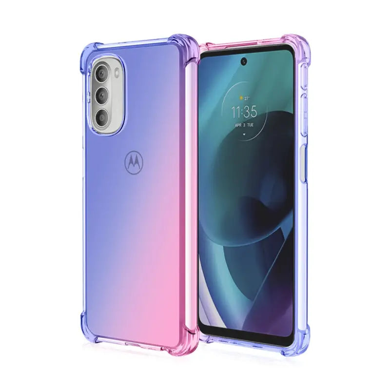the back of a purple and blue motorola motorola z2 smartphone