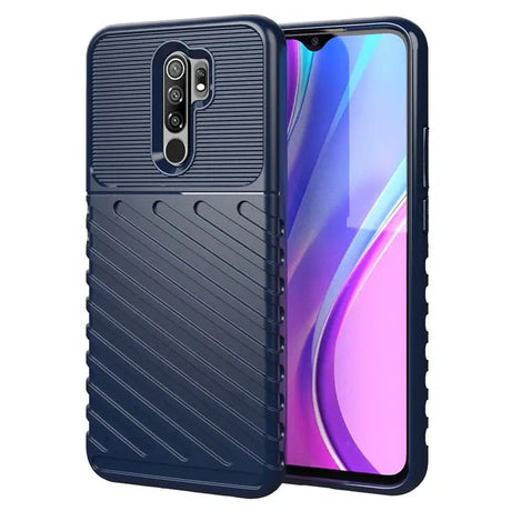 the back of a blue samsung s9 phone case