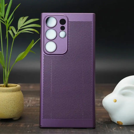 the case is made from a purple plastic material