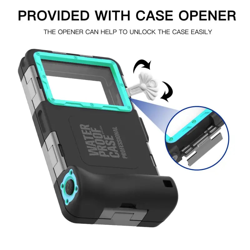 the case is open and has a blue light on it