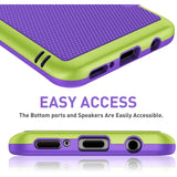 the bottom and bottom of the case are both purple and green