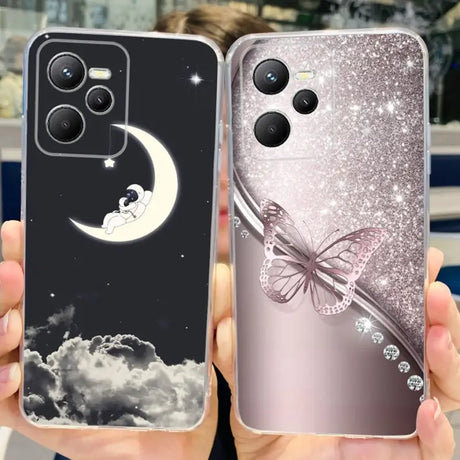 two cases with a butterfly and moon on them