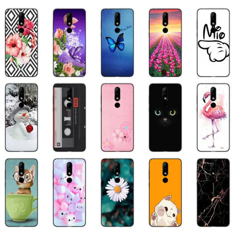 a set of six different cases with different designs on them