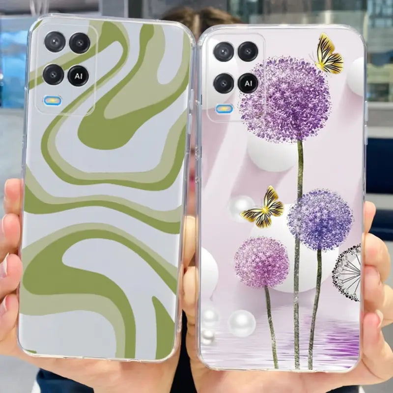 two cases with flowers and butterflies on them