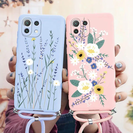 two cases with flowers on them