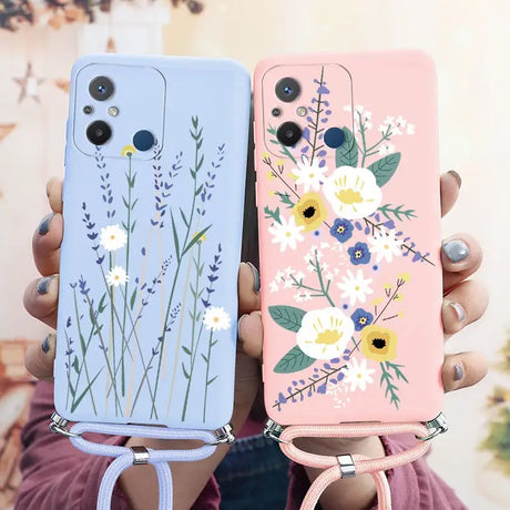 two cases with flowers on them