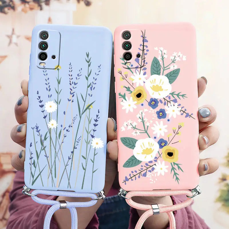 two cases with flowers on them