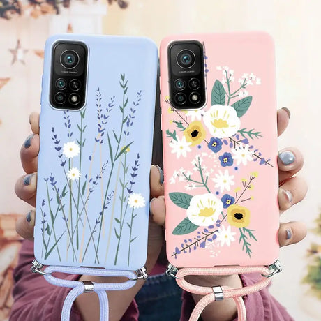 two cases with flowers on them