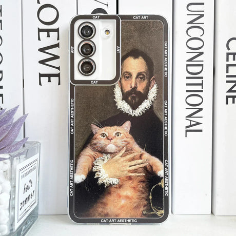 A cat and a man with a beard phone case