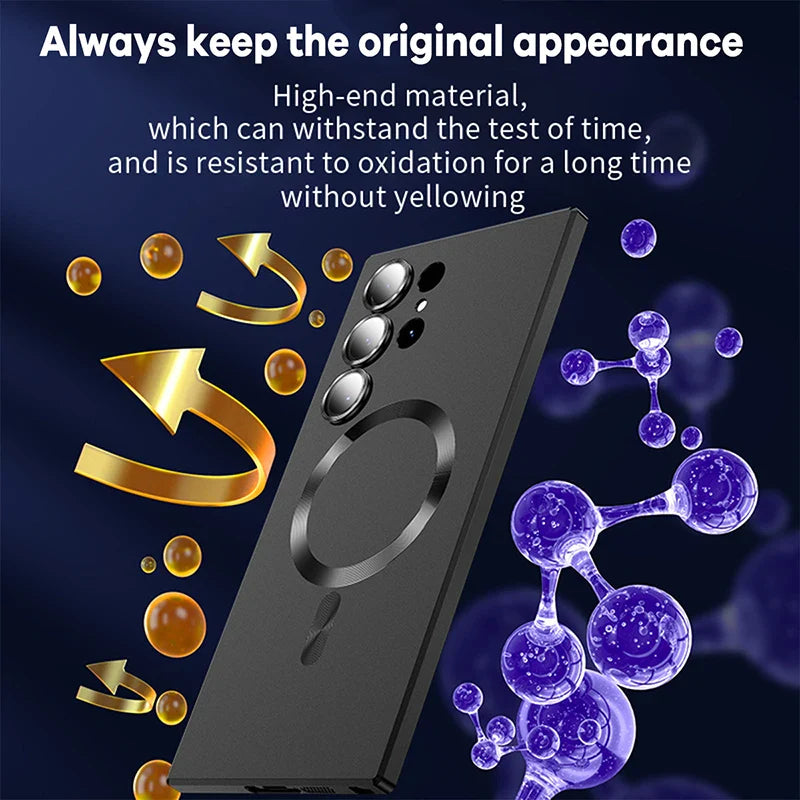a cell phone with a black background and a gold and blue background