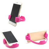 a cell phone holder with a pink handle