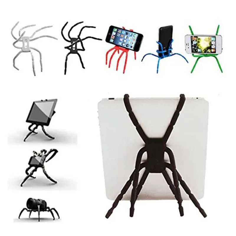 a cell phone holder with a spider and a spider
