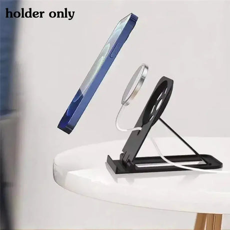 A cell phone holder on a table