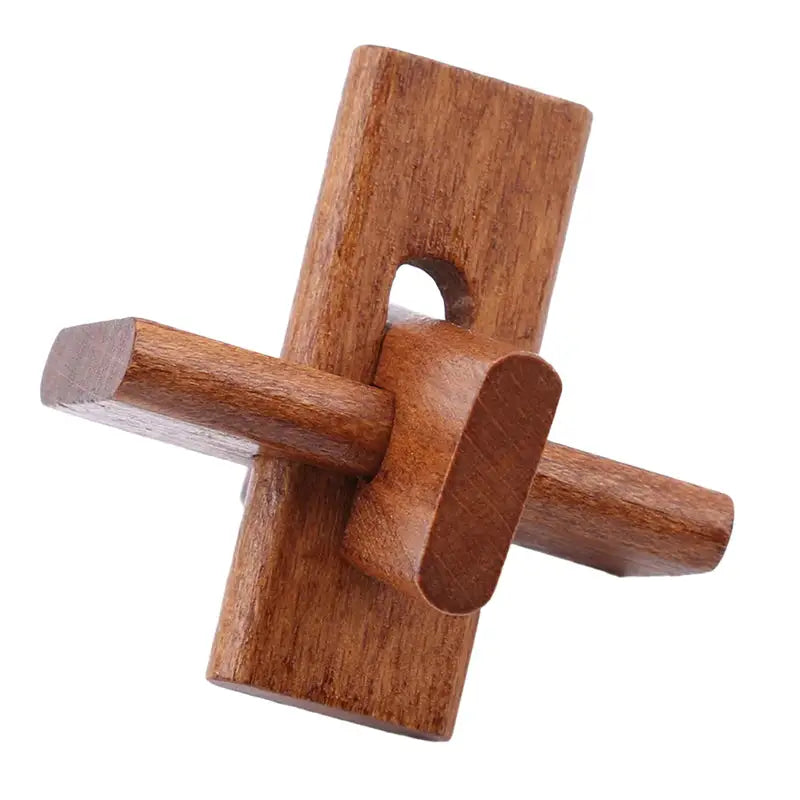 a wooden cross with a small hole in the middle