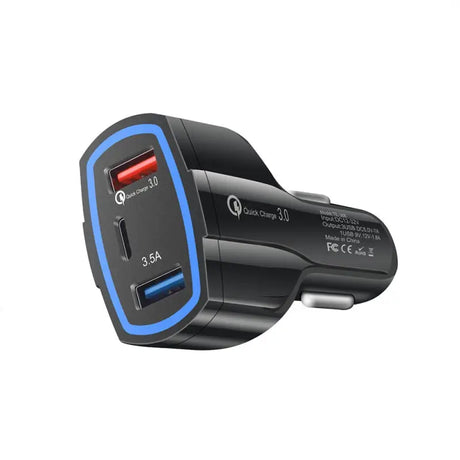 the car charger is shown with a usb