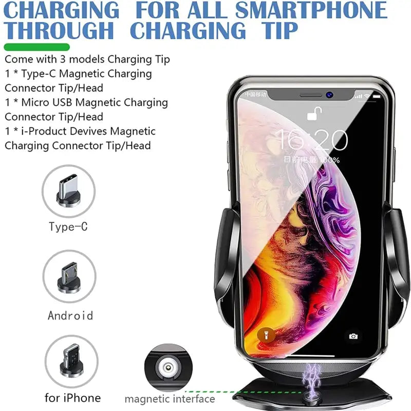 the charging phone holder with a charging cable