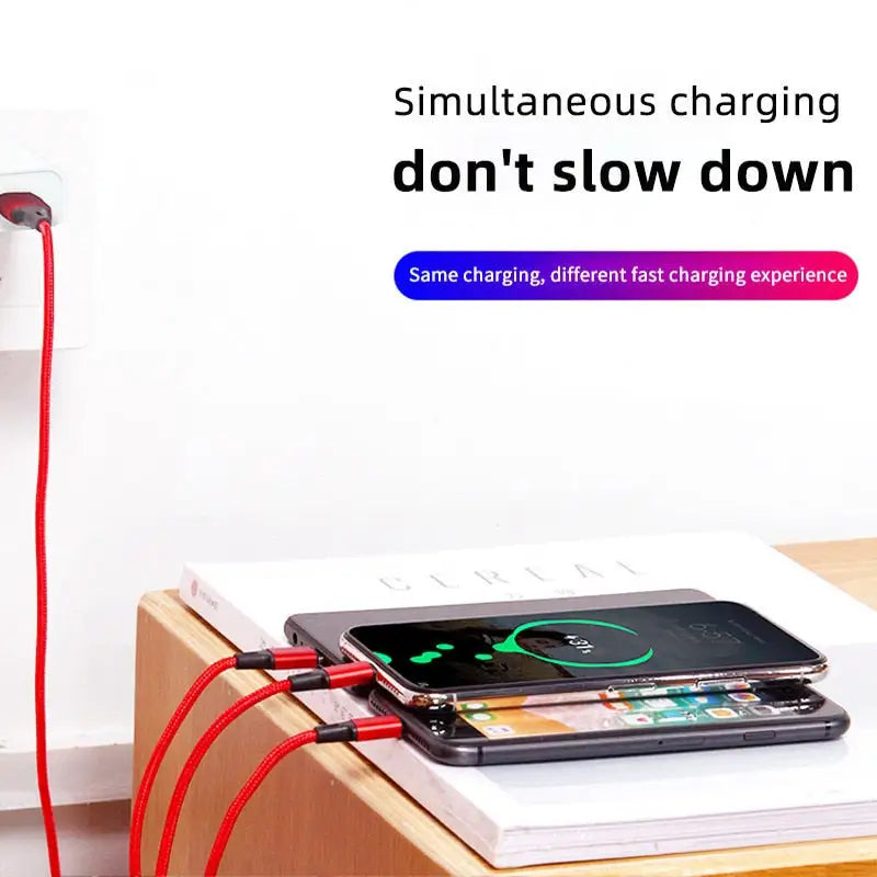 a phone charging station with a red cord