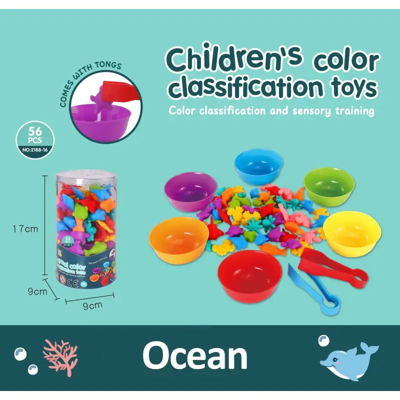 a plastic container filled with colorful plastic toys