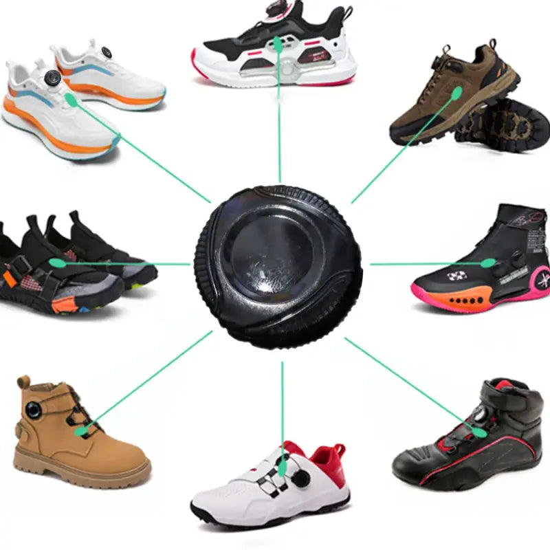 a circle of different shoes with different colors
