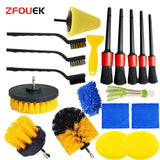 a set of cleaning brushes and cleaning cloths with various cleaning tools