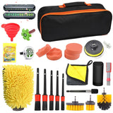 a cleaning kit with a bag and tools