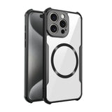 Clear and black iPhone case with MagSafe compatibility.