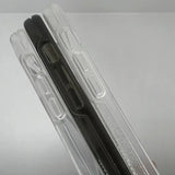 a clear case with a black handle