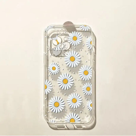 there is a clear case with daisies on it