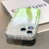 a clear case with a green and white design