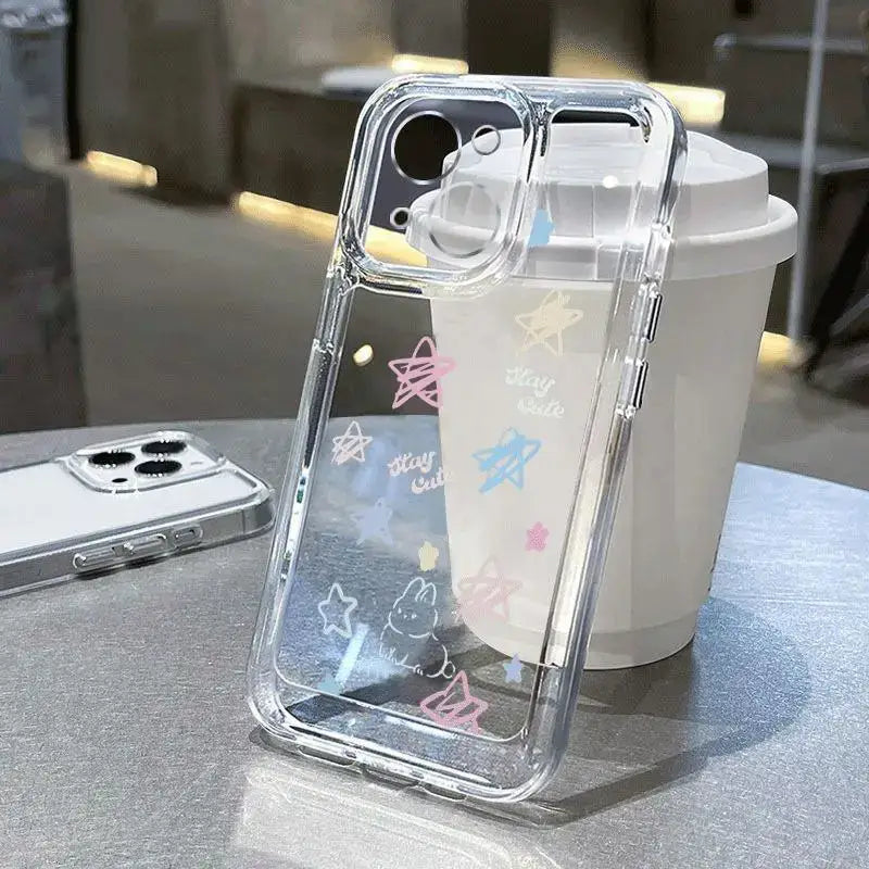 a clear case with a phone in the background