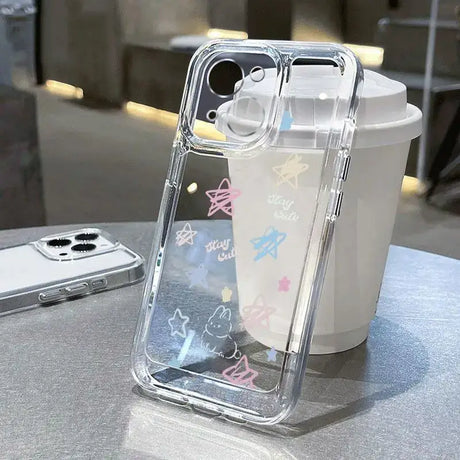 A clear case with a phone in the background