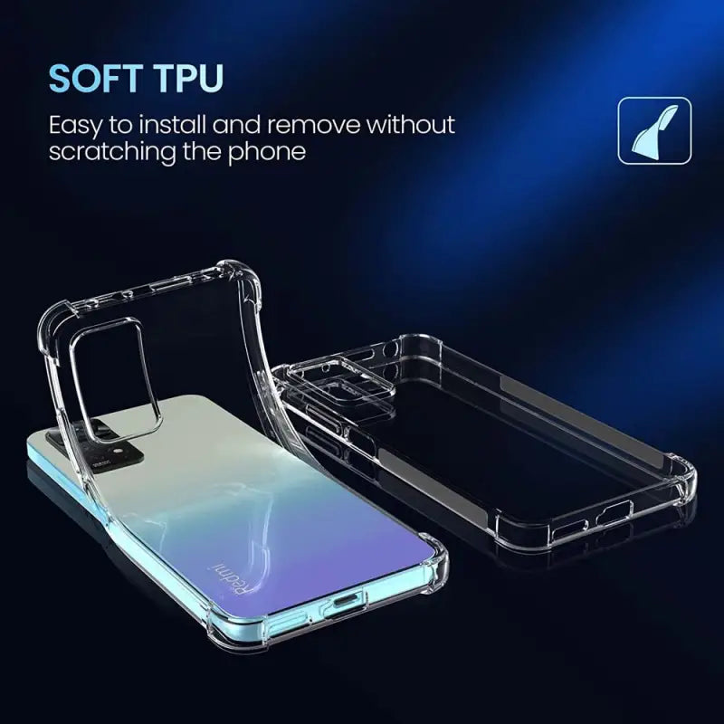 the back of a clear case with a phone inside