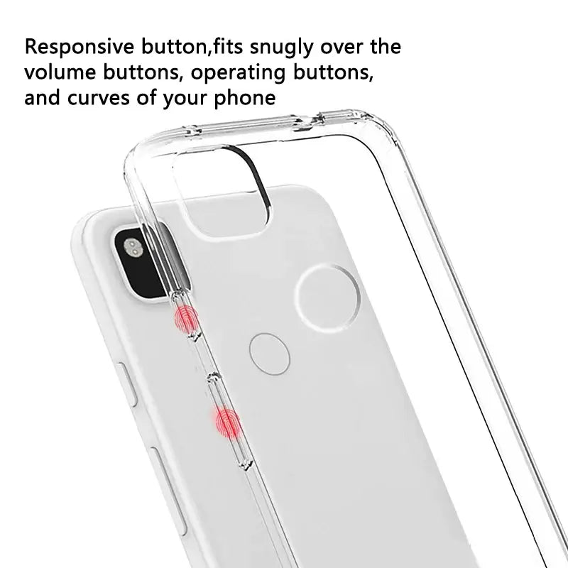 the back of a clear case with a red heart on it
