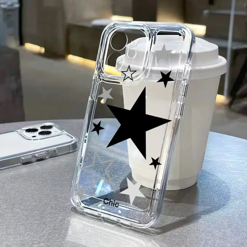 a clear case with a star design on it