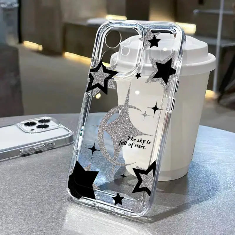 a clear case with a star design on it