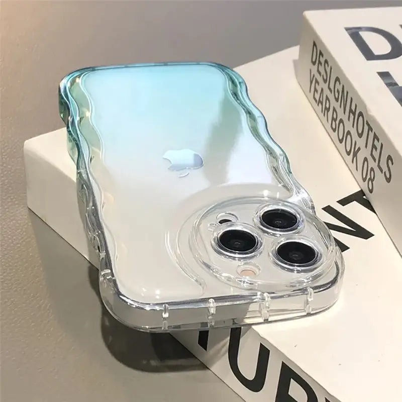 a clear case with two black lenses on top