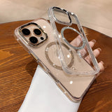 Clear glitter phone case with a MagSafe ring.