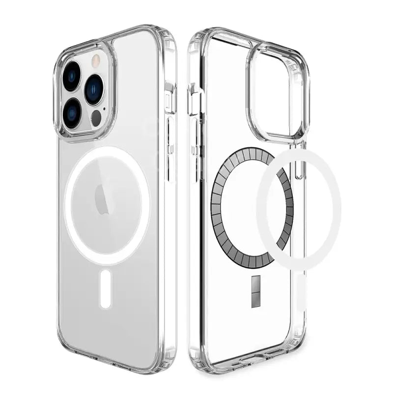 the back of a clear iphone case with a circular ring